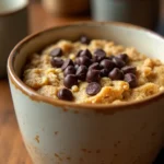 oatmeal cookie mug cake in ceramic mug