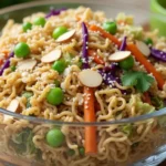 Crunchy Asian Ramen Noodle Salad served fresh with toppings