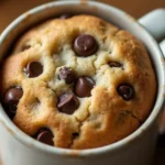 The Best Cookie in a Mug Chocolate Chip Recipe (Microwave-Ready Treat in Minutes!) 7 Cookie in a mug chocolate chip fresh from the microwave with melted chocolate