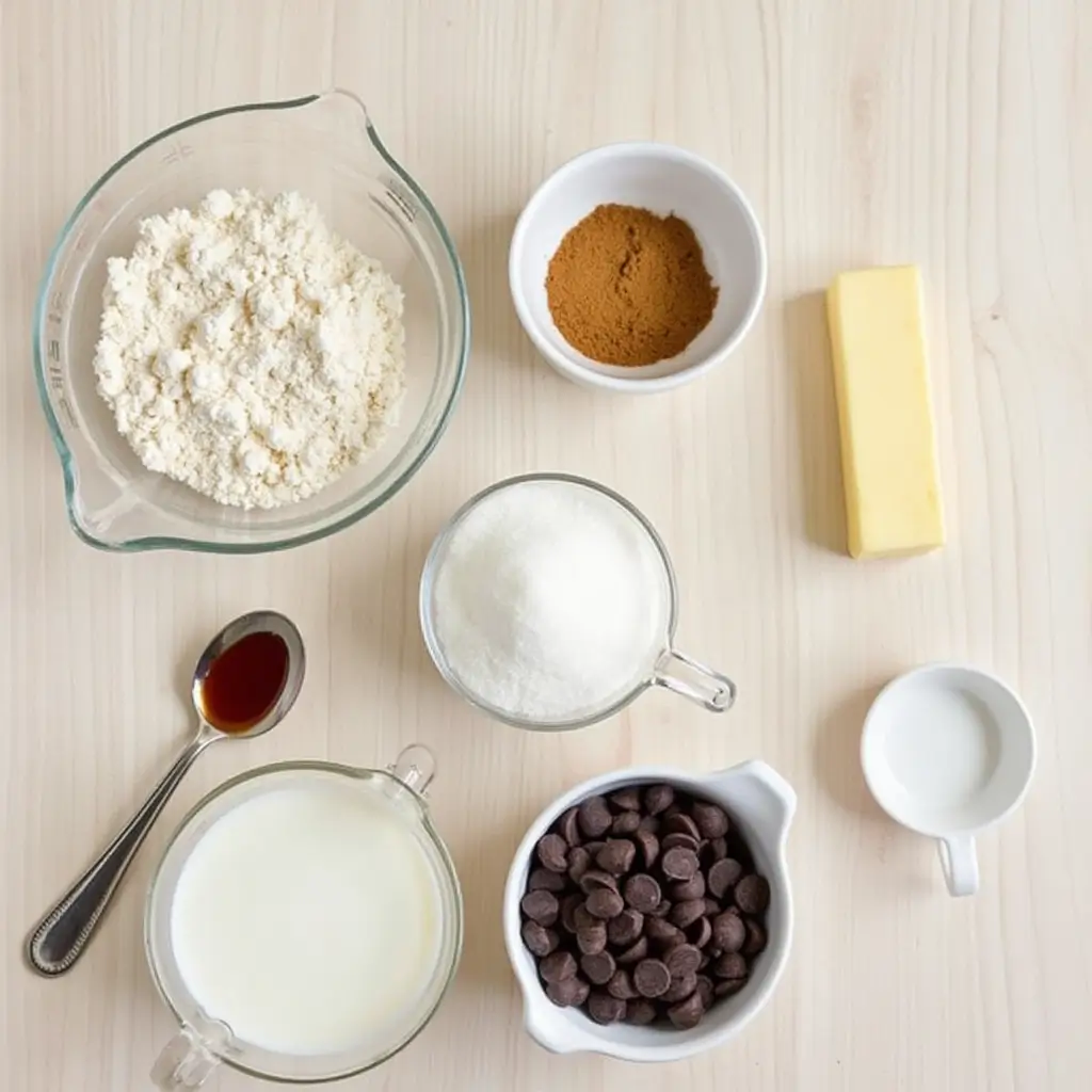 The Best Cookie in a Mug Chocolate Chip Recipe (Microwave-Ready Treat in Minutes!) 8 Ingredients for cookie in a mug chocolate chip laid out on a kitchen counter